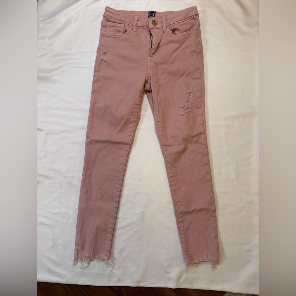 Girls Gap size 10 stretch high rise pink ankle jeggings